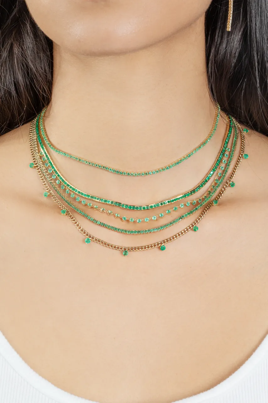 17 Perfect Tennis Necklace - Emerald / 14k Yellow Gold