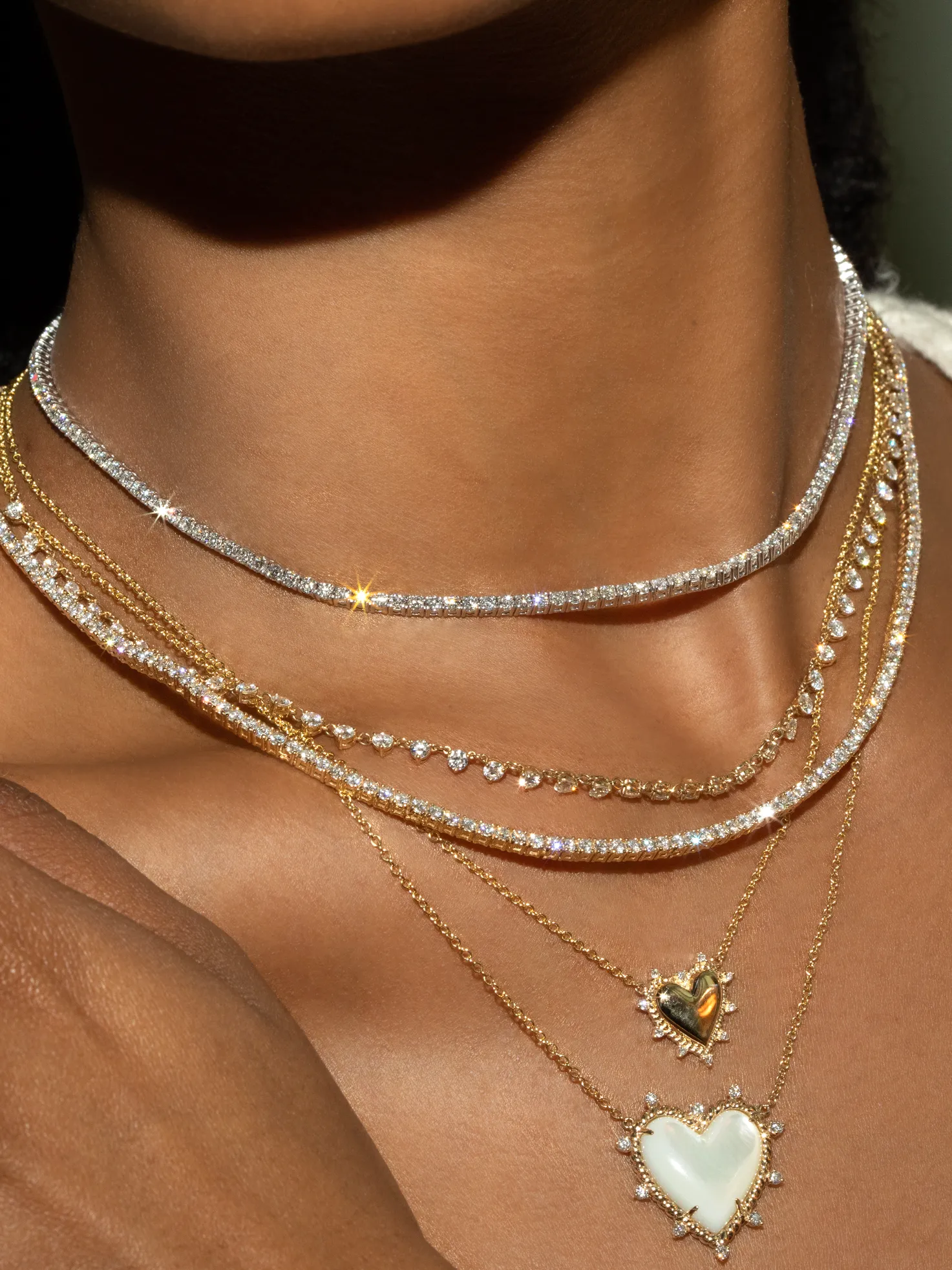 17 Perfect Tennis Necklace - White Diamond / 14k Yellow Gold