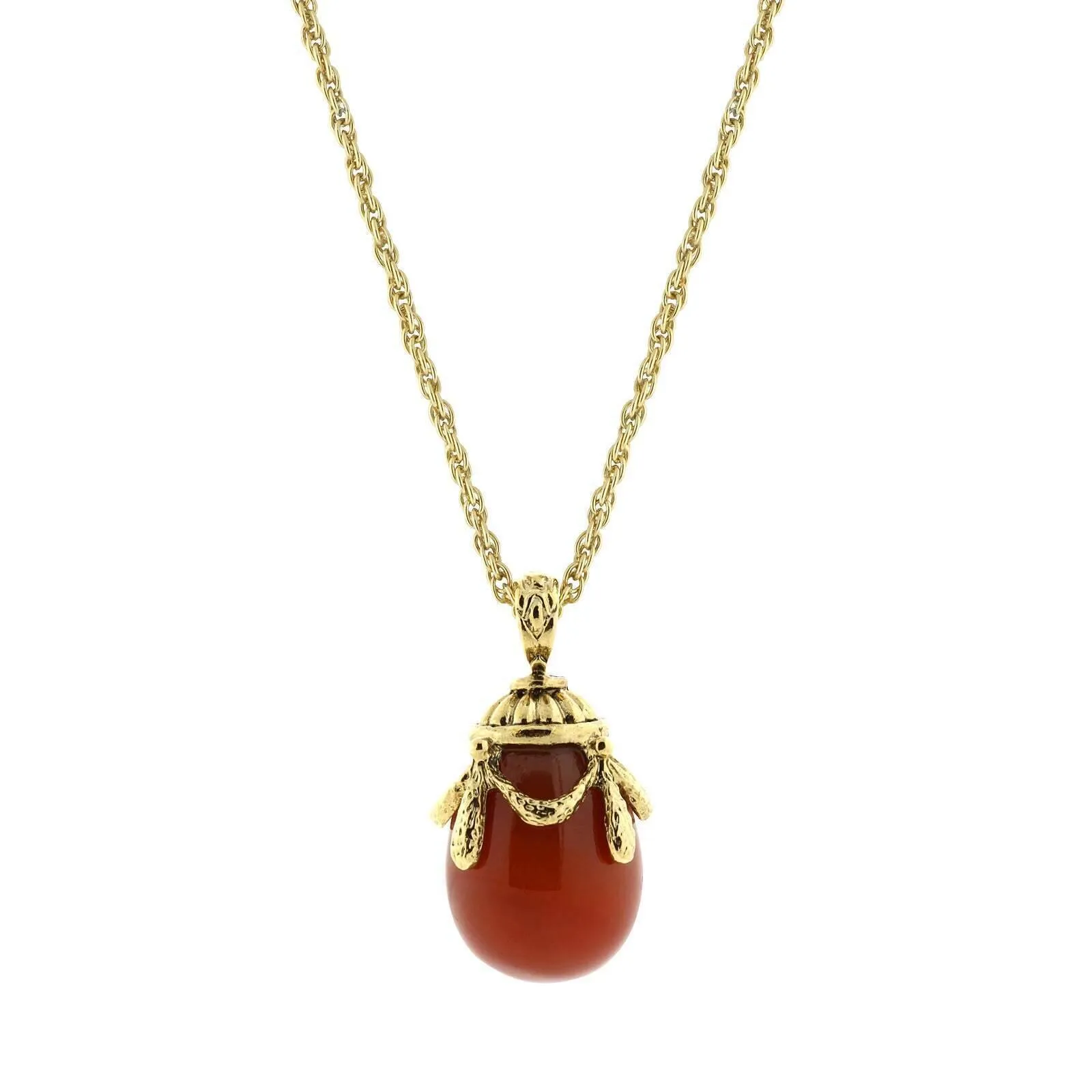 1928 Jewelry Gemstone Egg Pendant Necklace 30