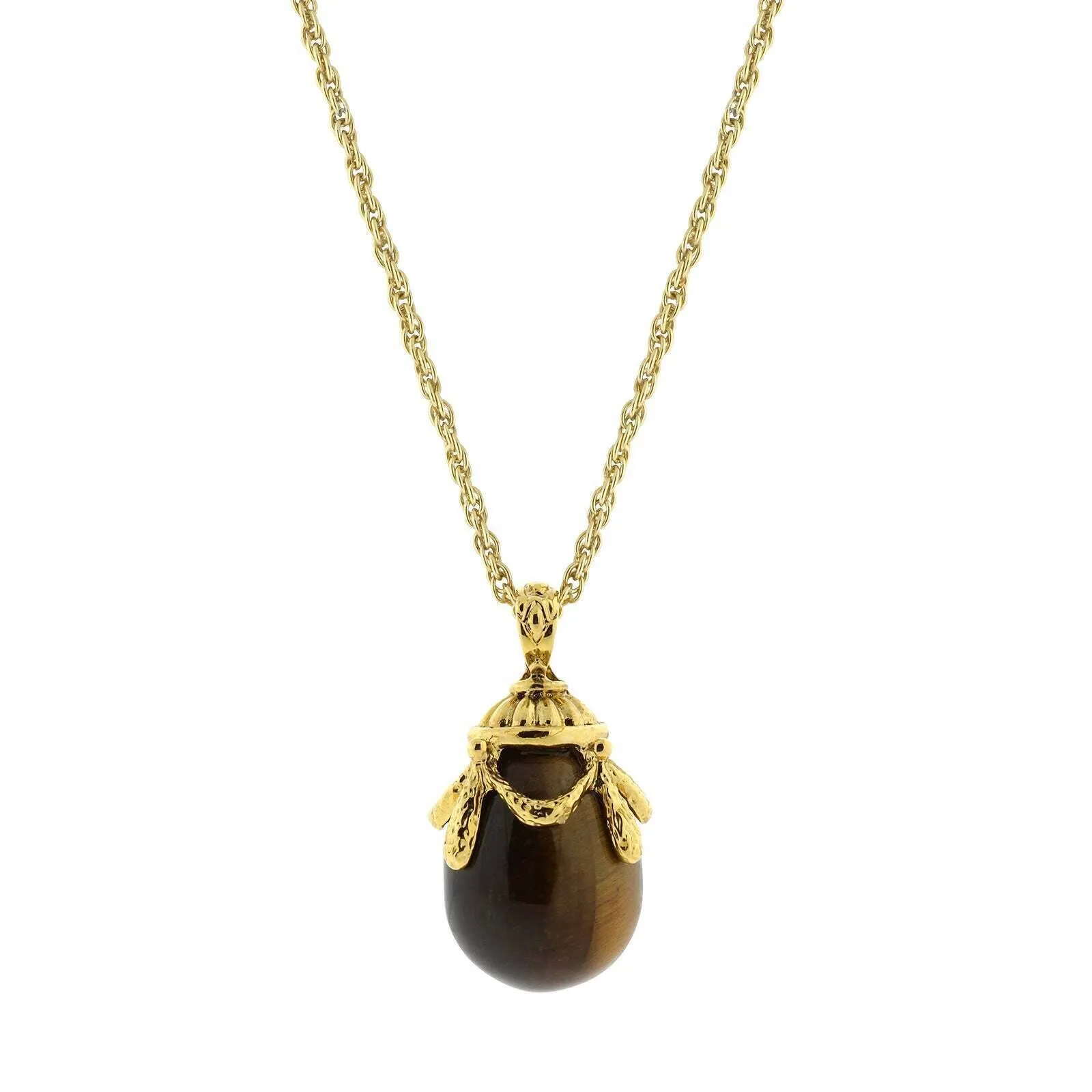 1928 Jewelry Gemstone Egg Pendant Necklace 30