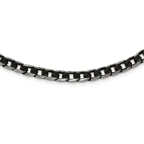 6.75mm Stainless Steel & Black IP-Plated Curb Chain Necklace, 24 Inch