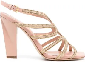 Alberta Ferretti Soutage 100mm leather sandals Pink