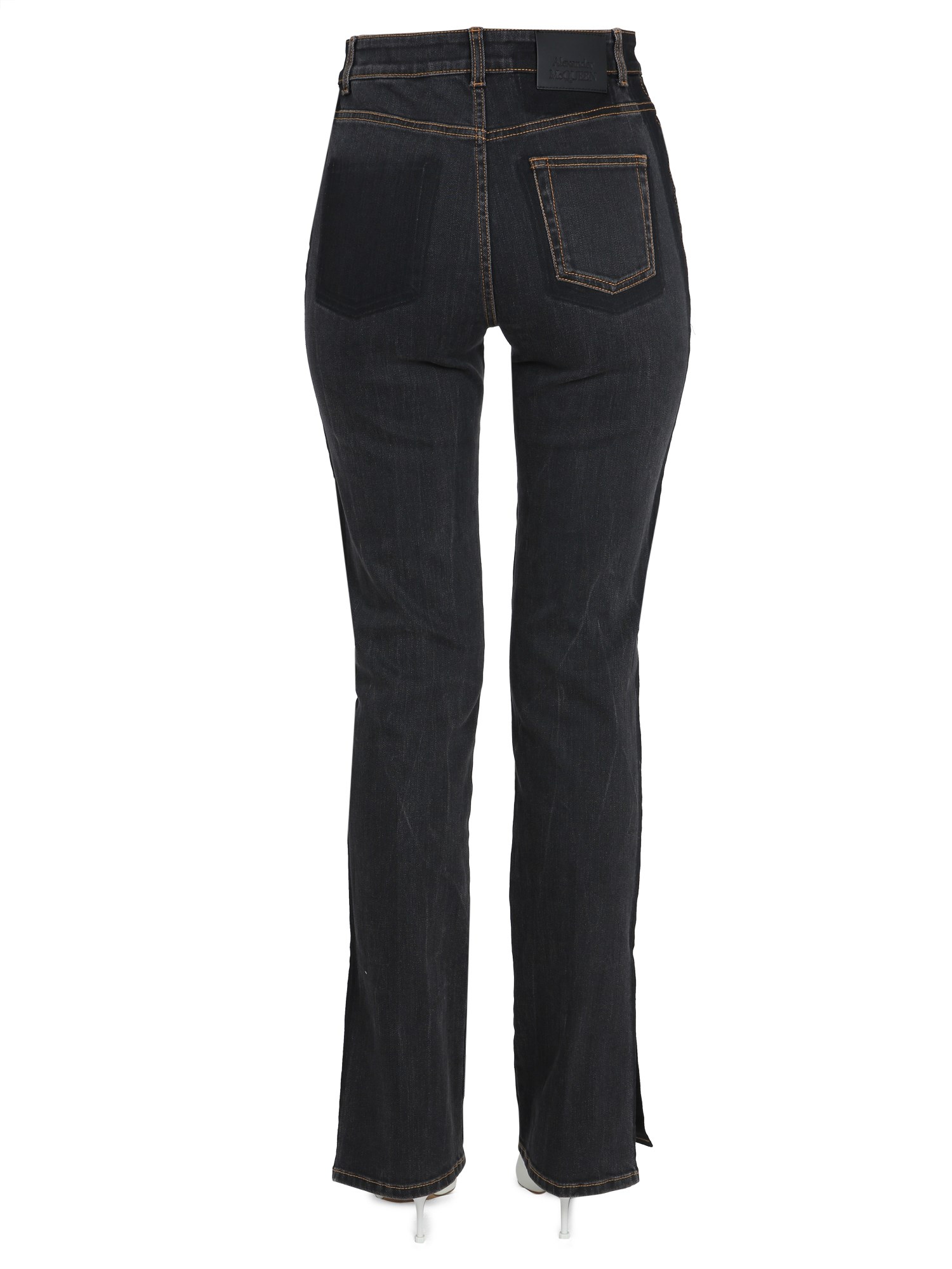 ALEXANDER McQUEEN    WIDE LEG COTTON DENIM JEANS