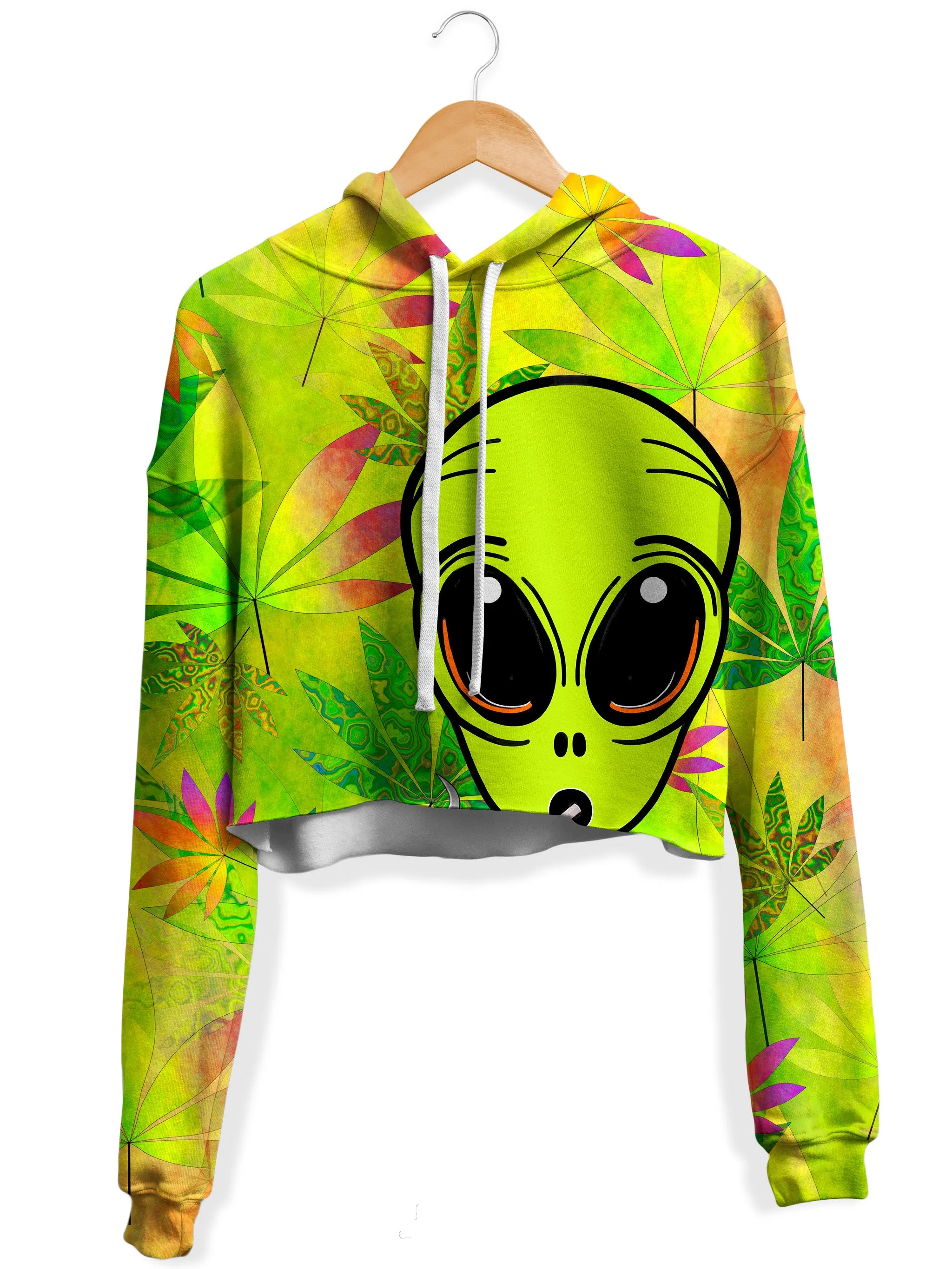 Alien Weed Fleece Crop Hoodie