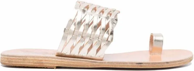 Ancient Greek Sandals metallic-effect leather mules Gold