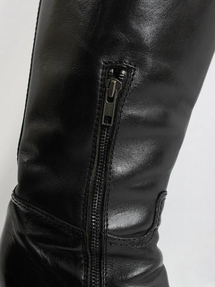 Ann Demeulemeester black tall wedge boots with belt strap (39.5) — fall 2009