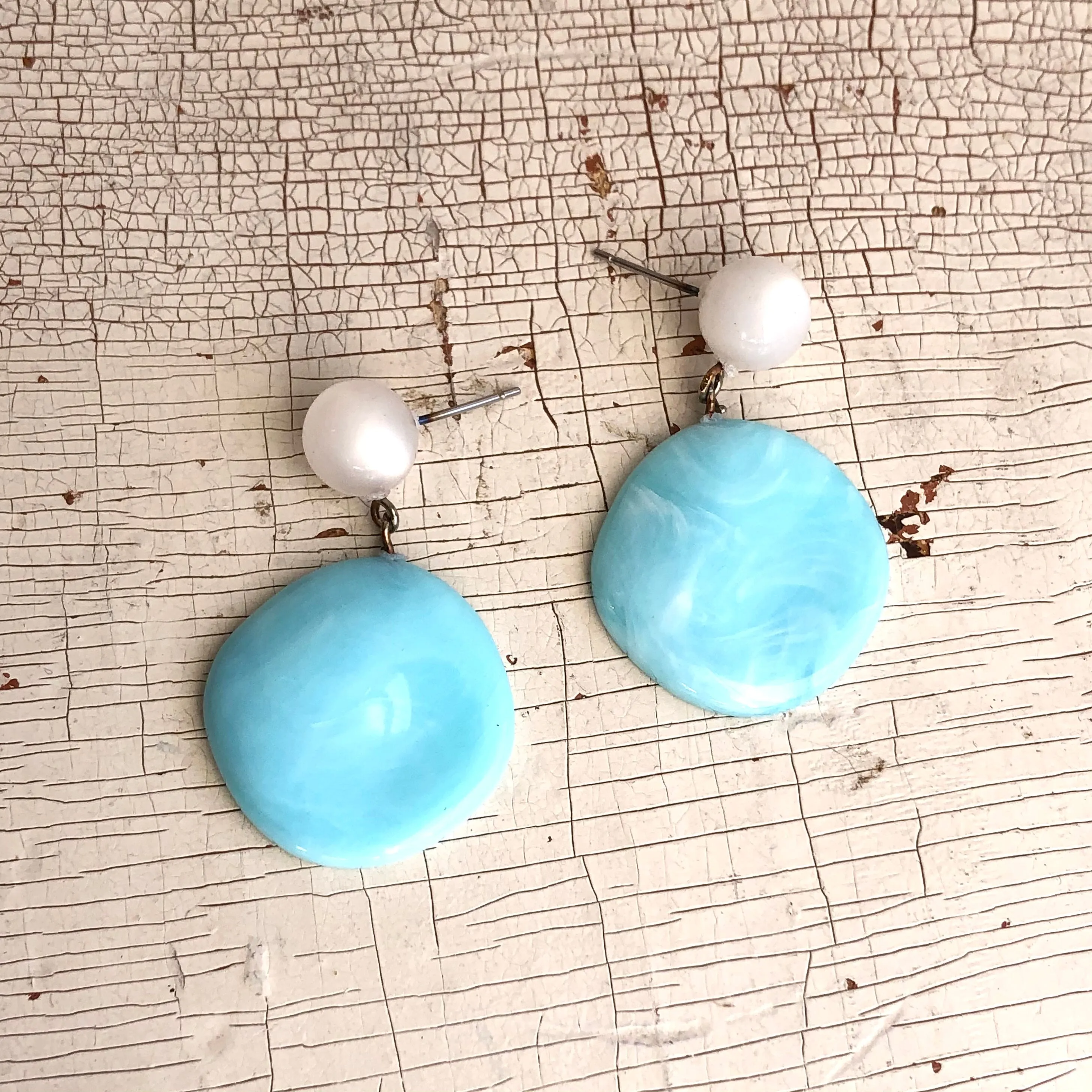 Aquamarine Marbled Lucite Sarah Drop Earrings