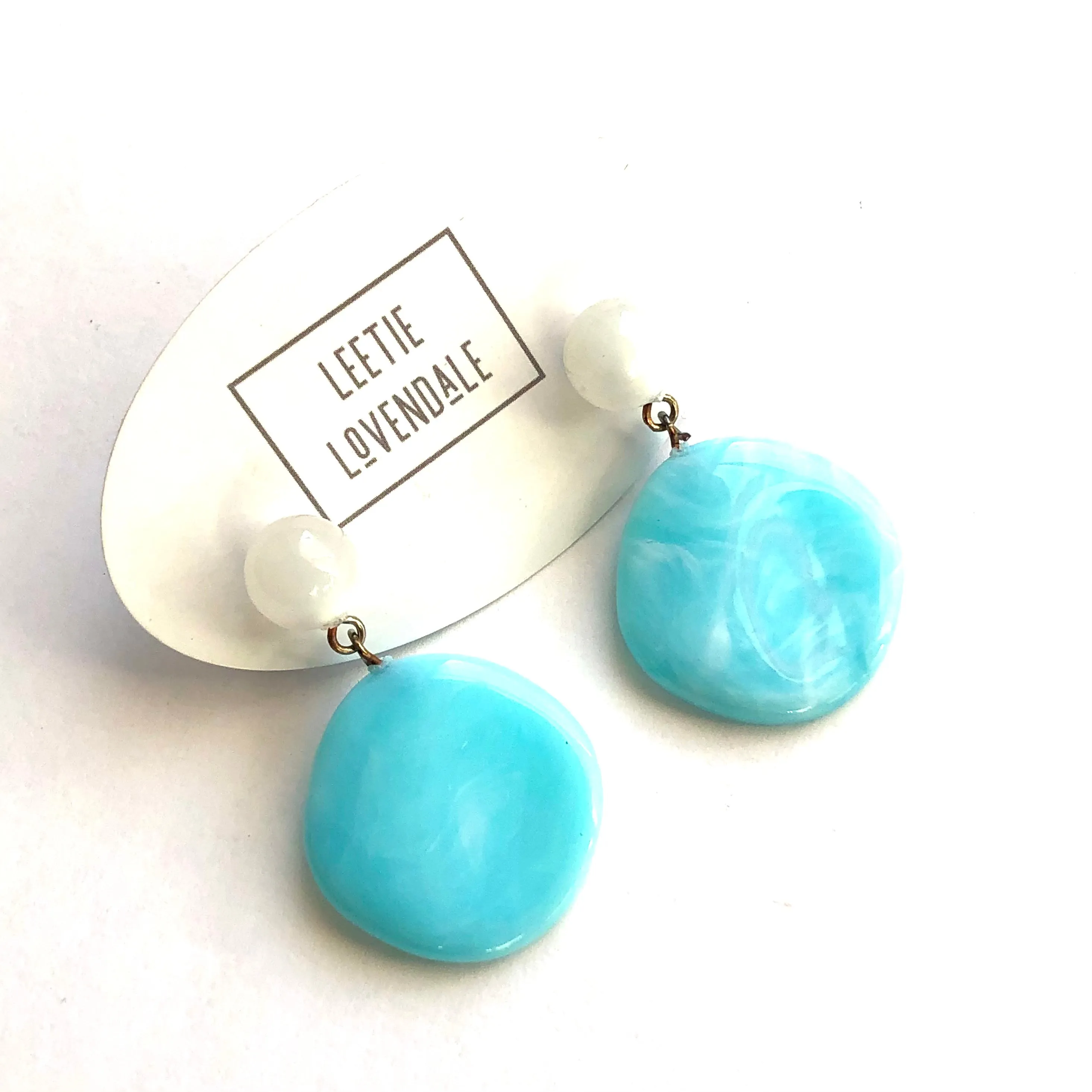 Aquamarine Marbled Lucite Sarah Drop Earrings