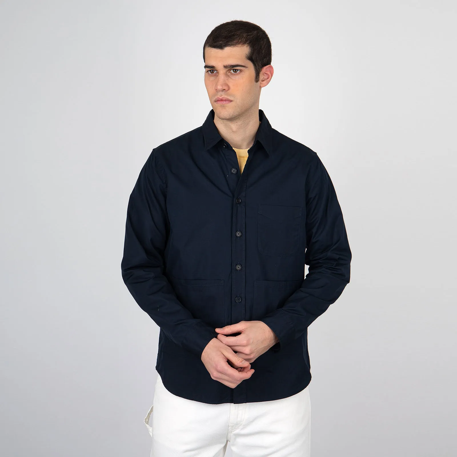 Aspesi Camicia Popeline Utility Cotone Blu