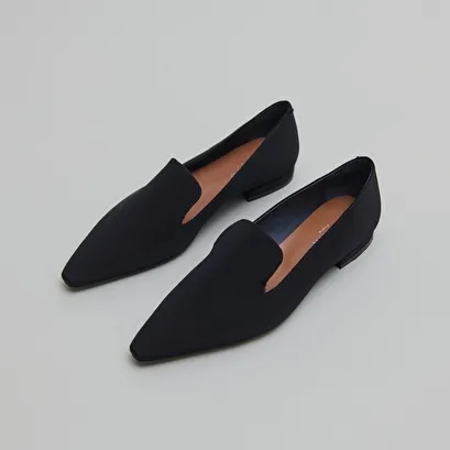 Ballet flats with loafers straps in black textile