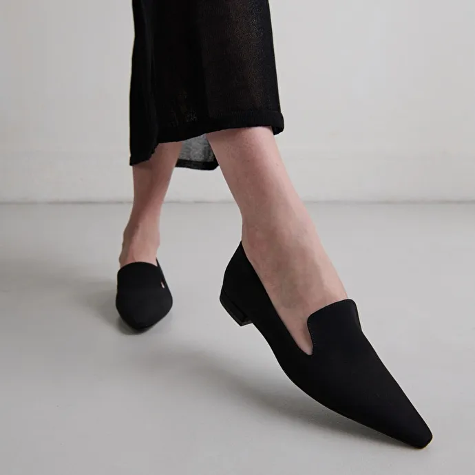 Ballet flats with loafers straps in black textile