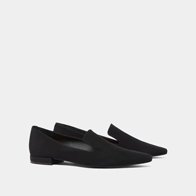 Ballet flats with loafers straps in black textile