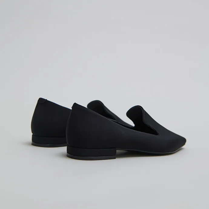 Ballet flats with loafers straps in black textile