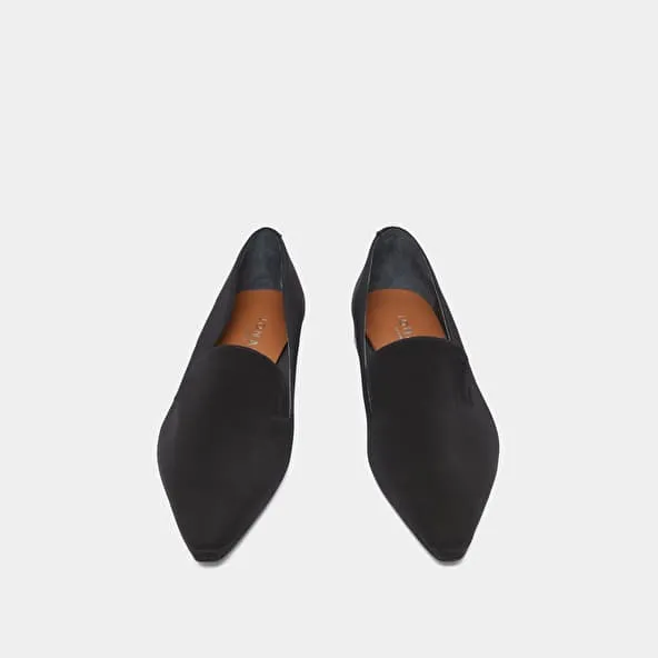 Ballet flats with loafers straps in black textile