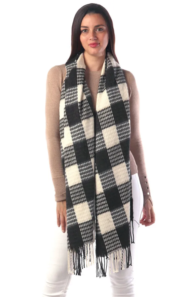 BASC7605 Giangham Oblong Scarf w/Fringes