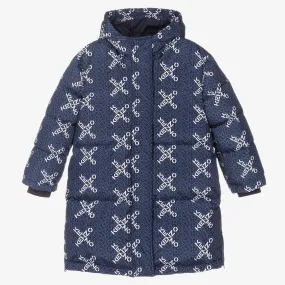 Blue X Logo Down Puffer Coat