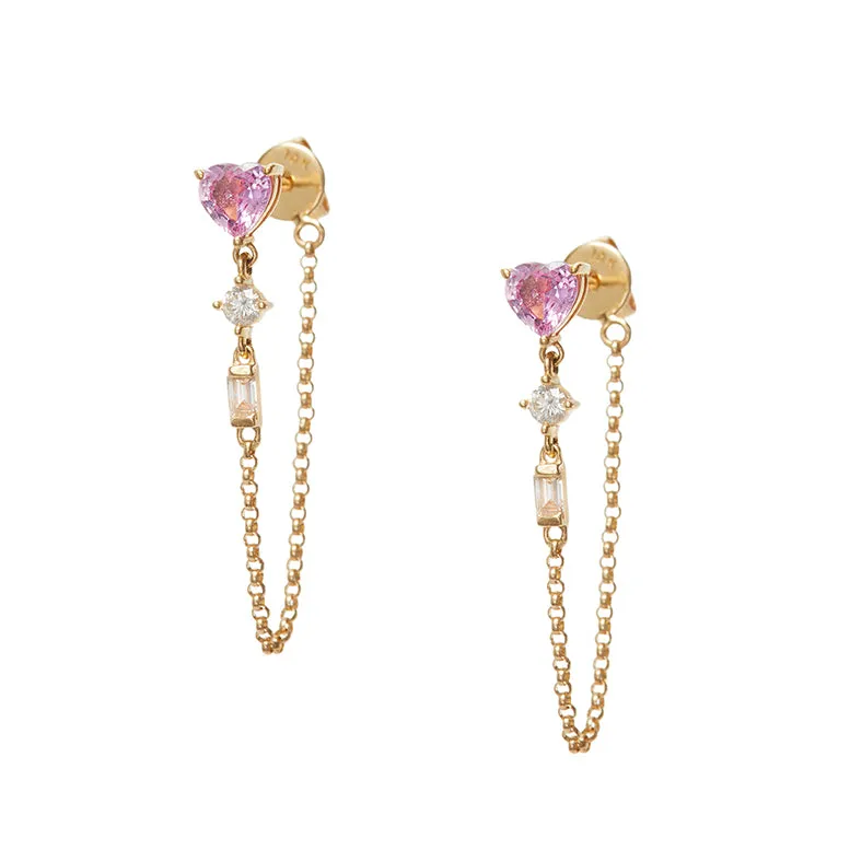 Blush Sapphire Chain Earrings