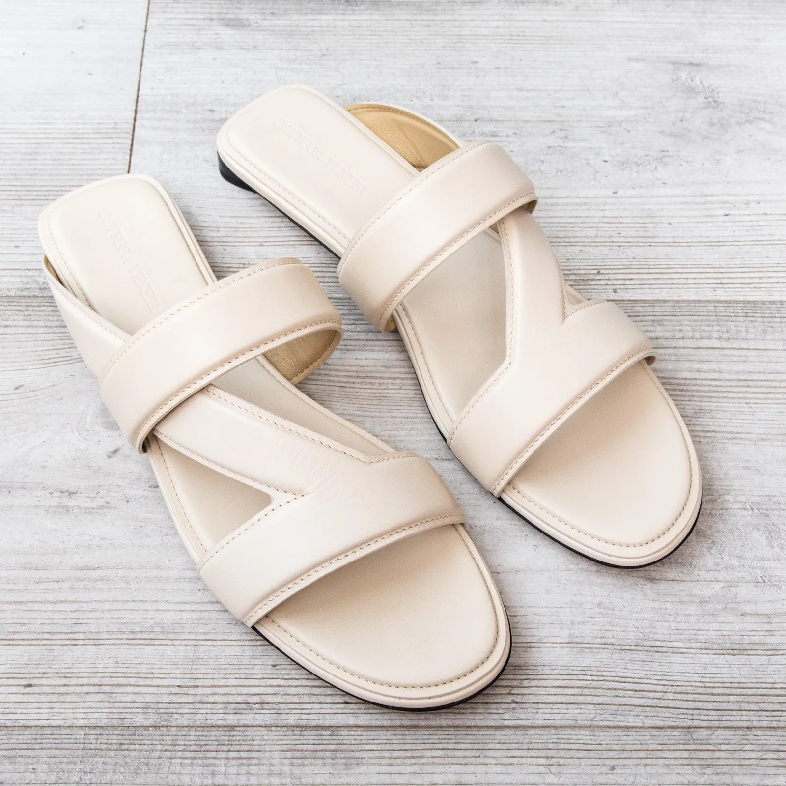 Bottega Veneta  Vienna Cream Slider Sandals