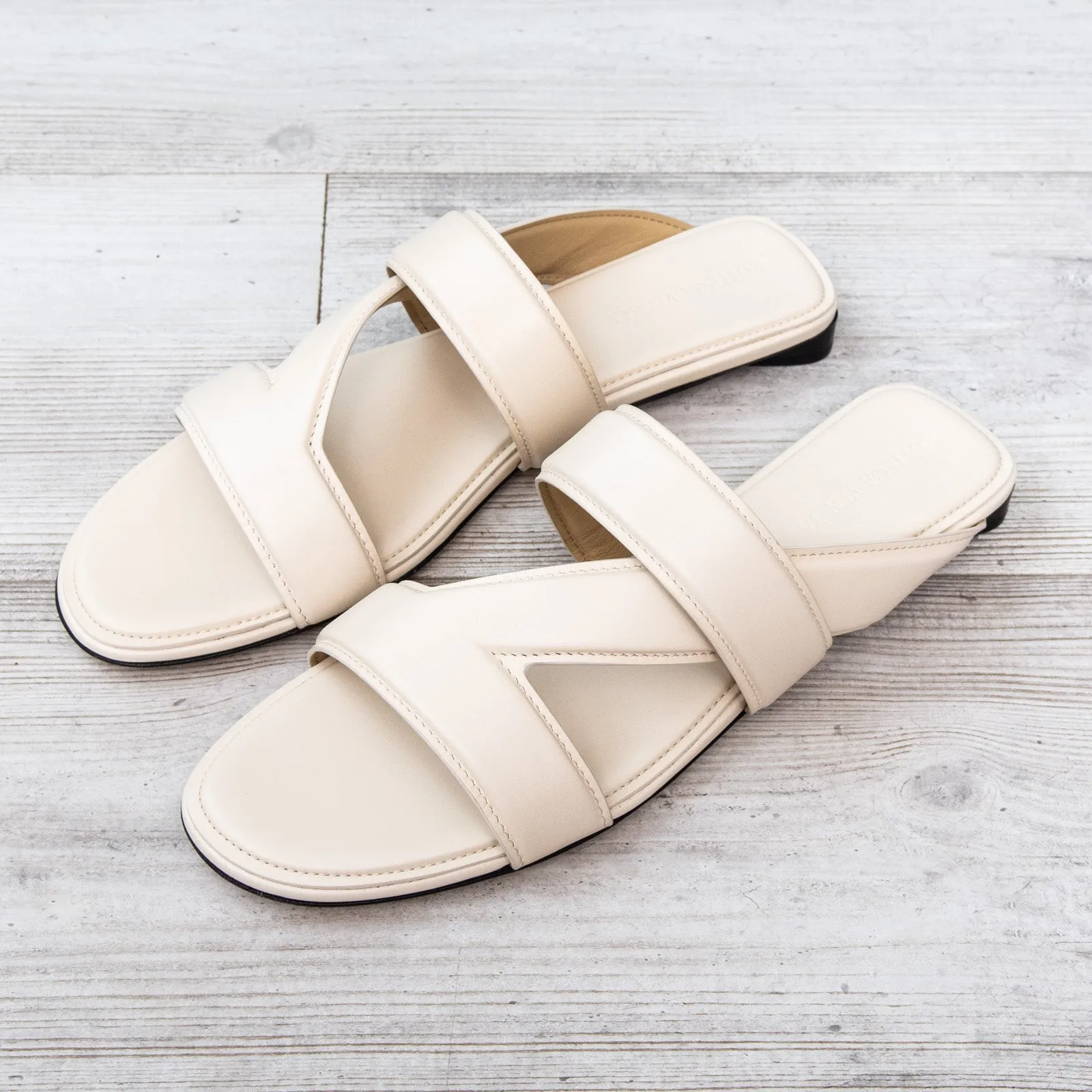 Bottega Veneta  Vienna Cream Slider Sandals