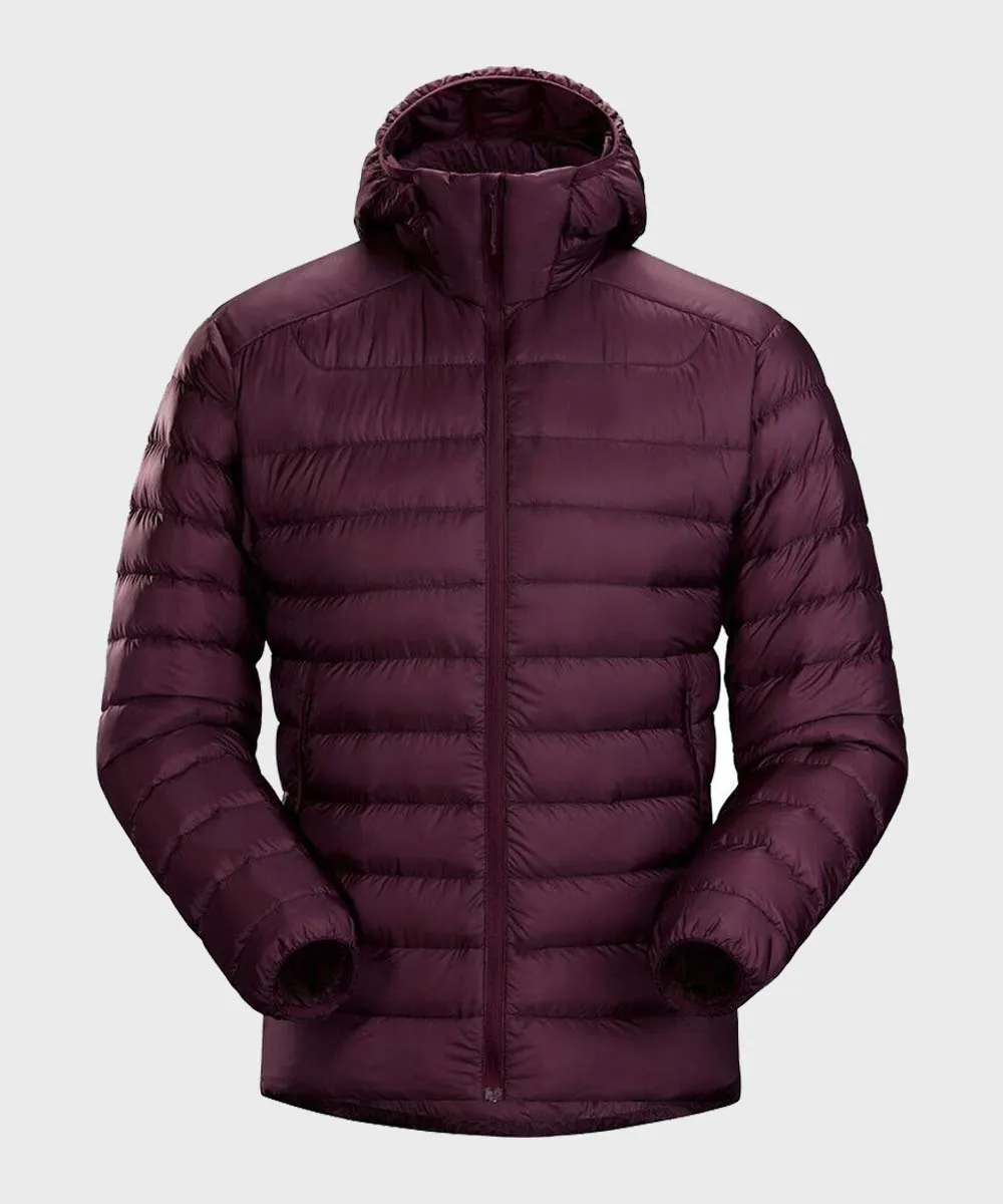 Burgundy Hooded Down Jacket | Winter Burgundy Puffer Jacket