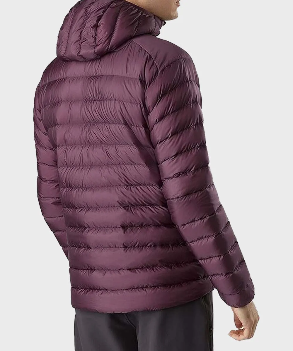 Burgundy Hooded Down Jacket | Winter Burgundy Puffer Jacket