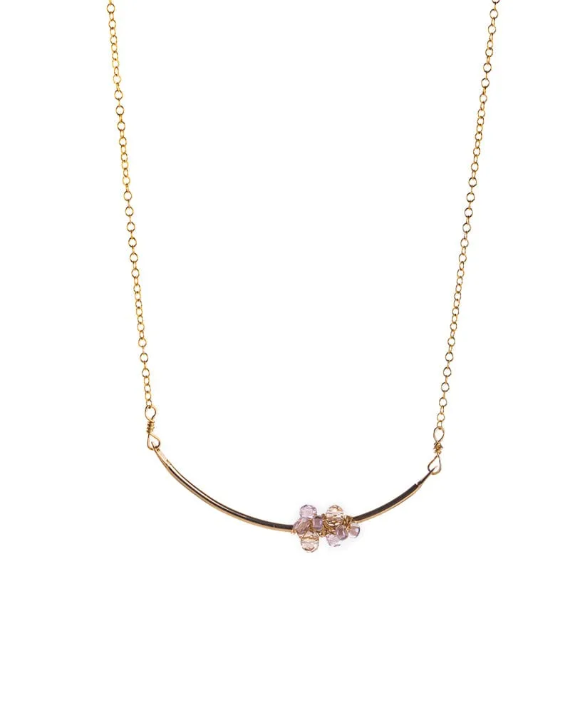 Clara Champagne Quartz Cluster Bar Necklace