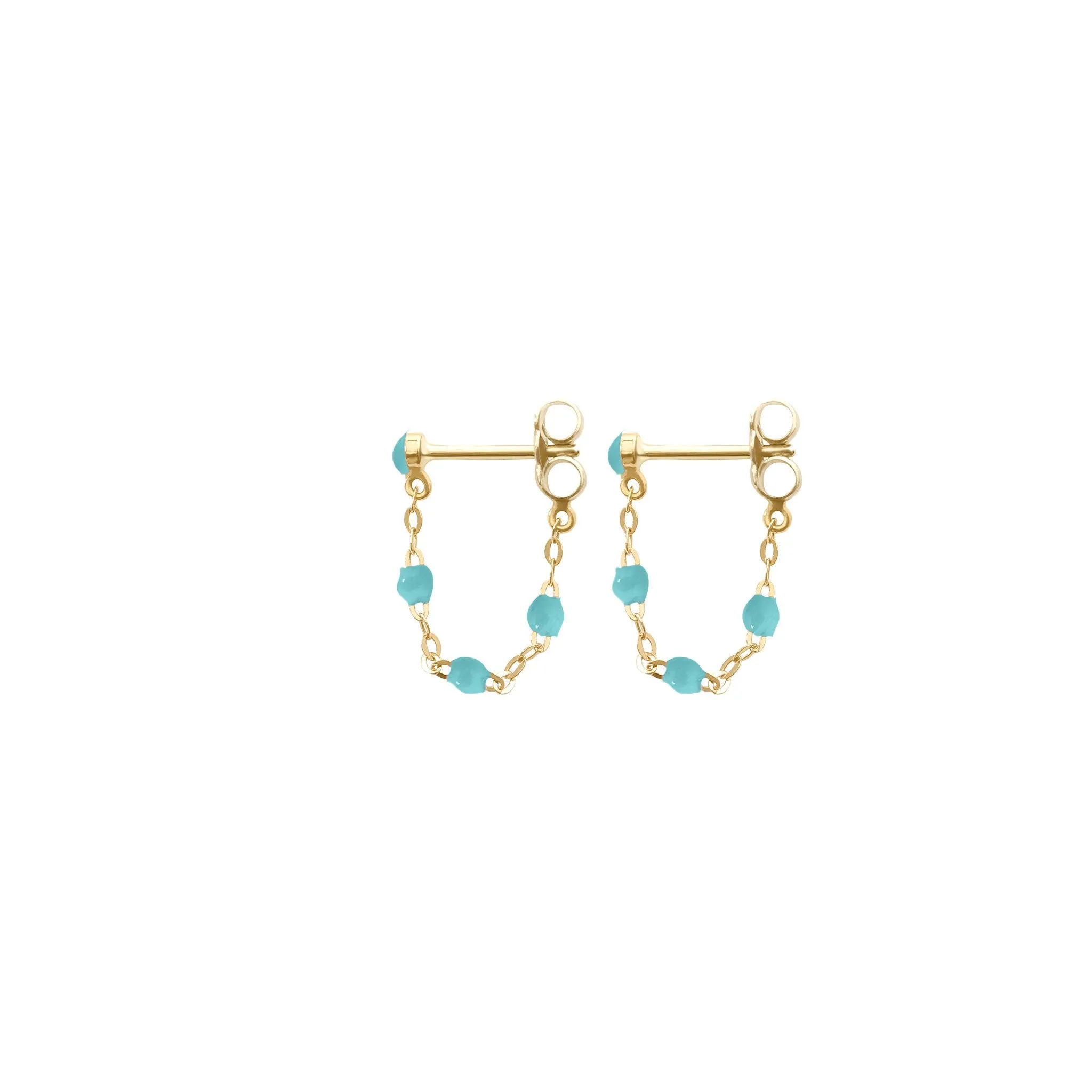 Classic Gigi Turquoise Green earrings, Yellow Gold