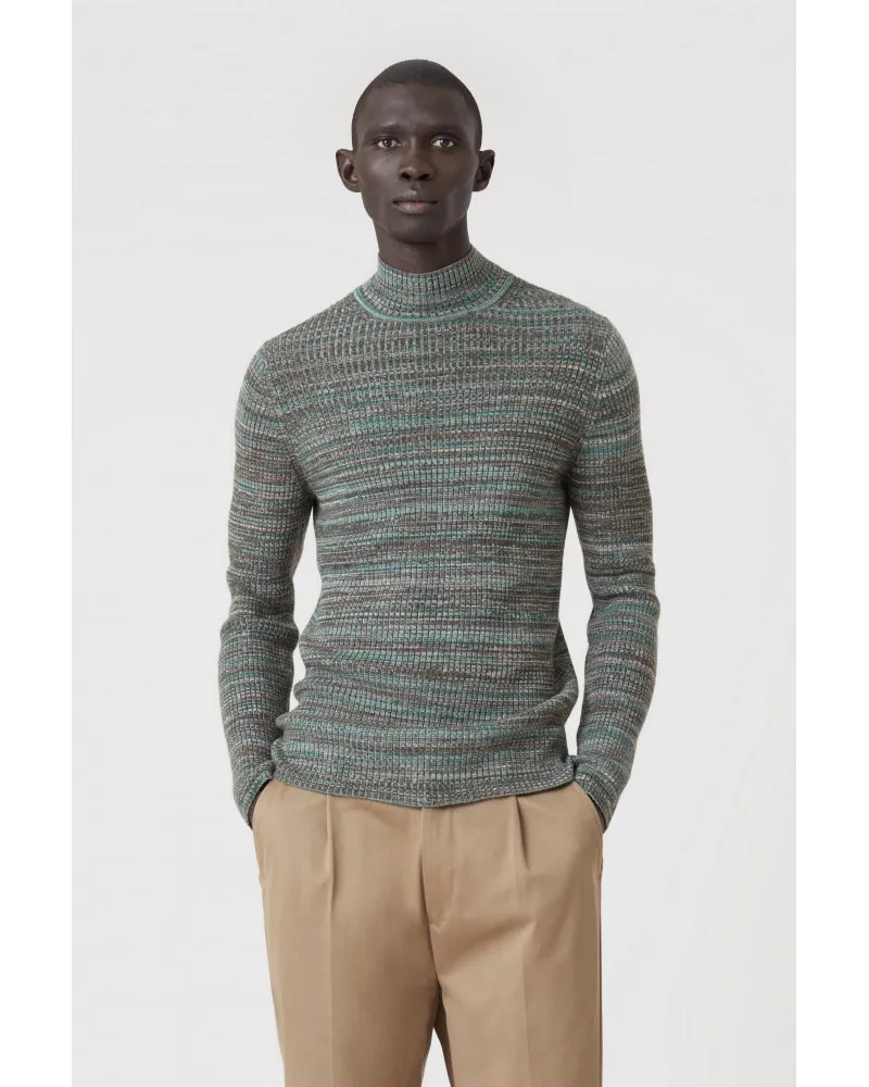 Closed - Wool & Cotton Sweater - Funnel Neck - Glazed Green