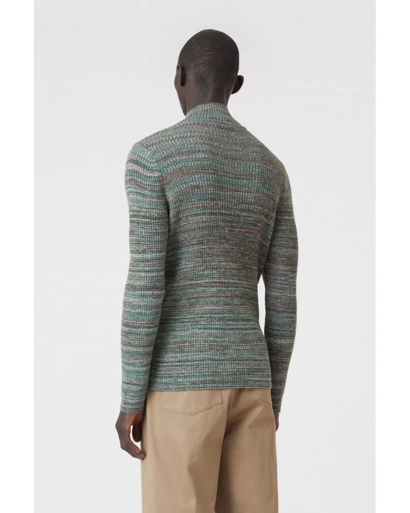 Closed - Wool & Cotton Sweater - Funnel Neck - Glazed Green