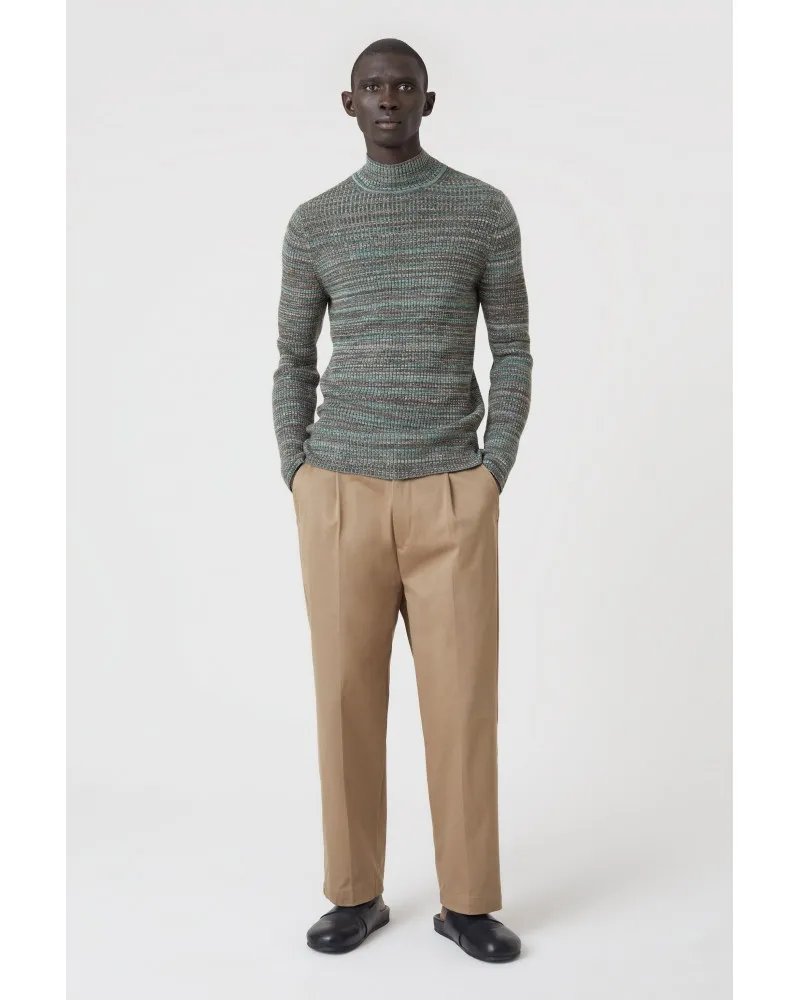 Closed - Wool & Cotton Sweater - Funnel Neck - Glazed Green