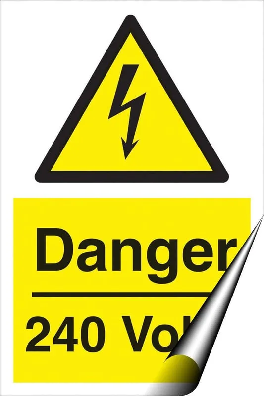 Danger 240 Volts Sign LARGE - 400 x 600Hmm - Self Adhesive Vinyl - [AS-WA8-SAV]