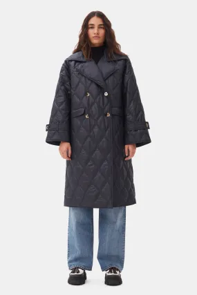 Dark Blue Shiny Quilt Coat