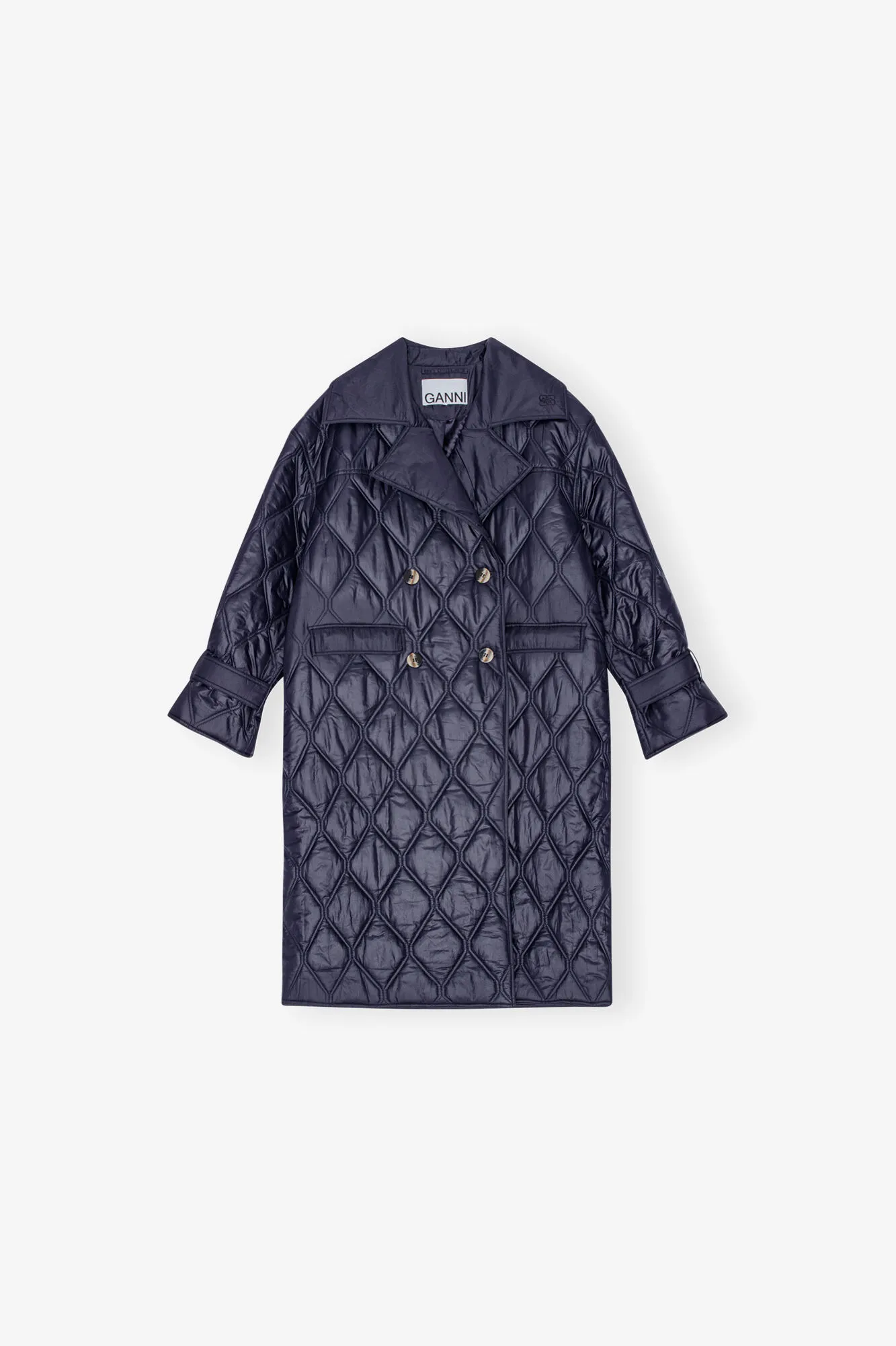 Dark Blue Shiny Quilt Coat