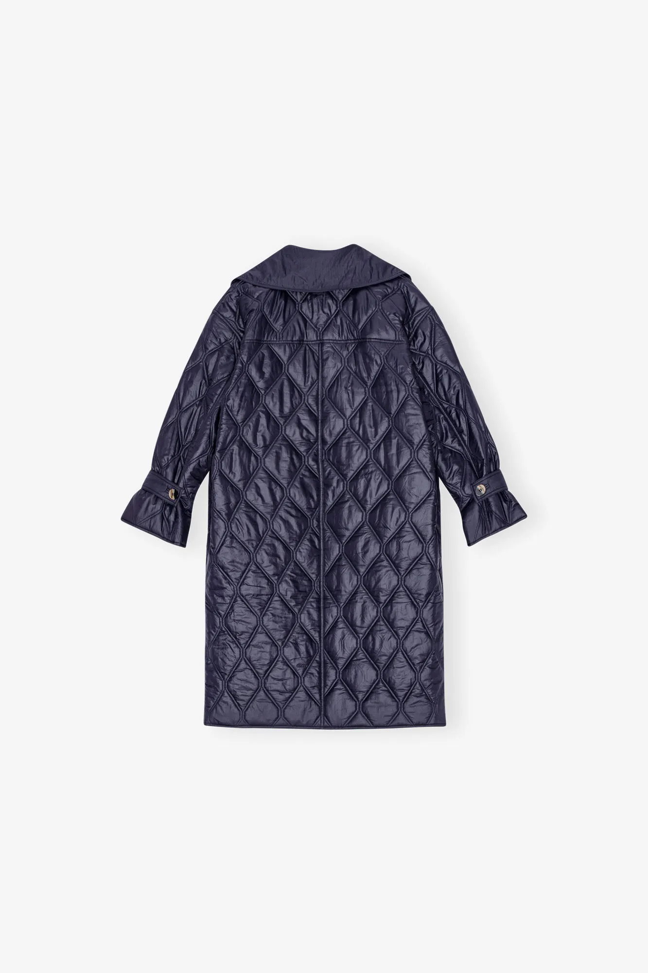 Dark Blue Shiny Quilt Coat