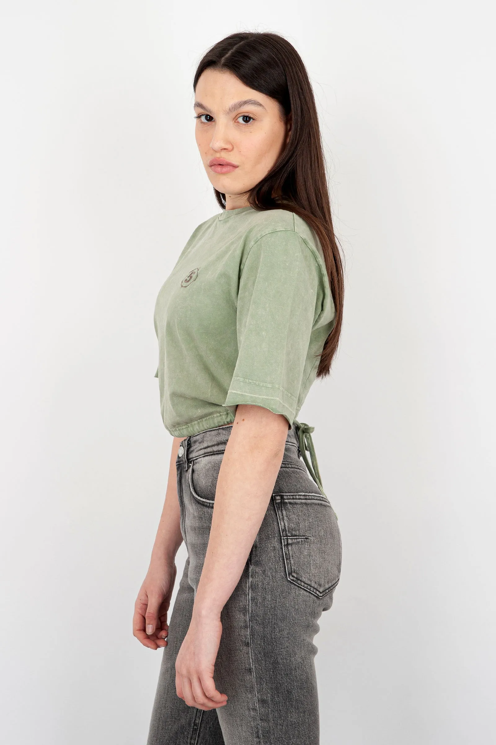 Department Five T-Shirt Crop Lax Cotone Verde Militare