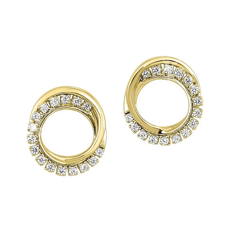 Diamond Double Eternity Circle Stud Earrings In 14k Yellow Gold (1/6 Ctw)