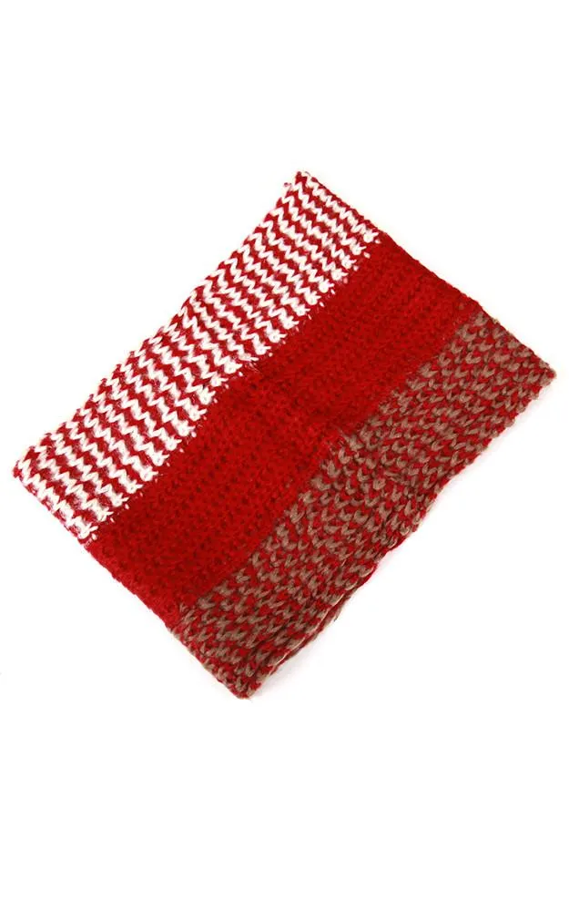 EANT8485 Three Tone Knit Tube Infinity Scarf