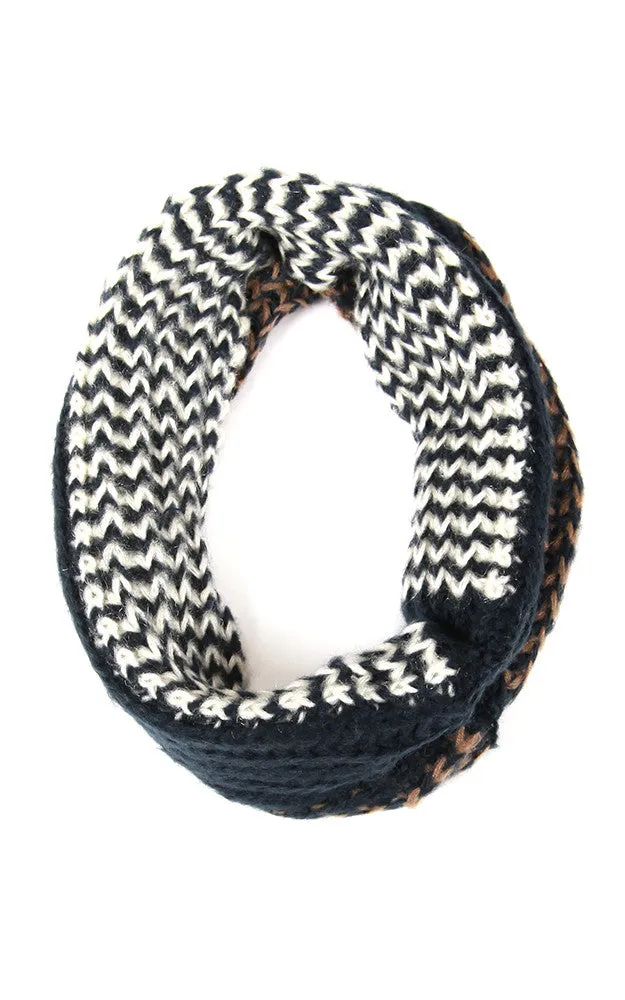 EANT8485 Three Tone Knit Tube Infinity Scarf