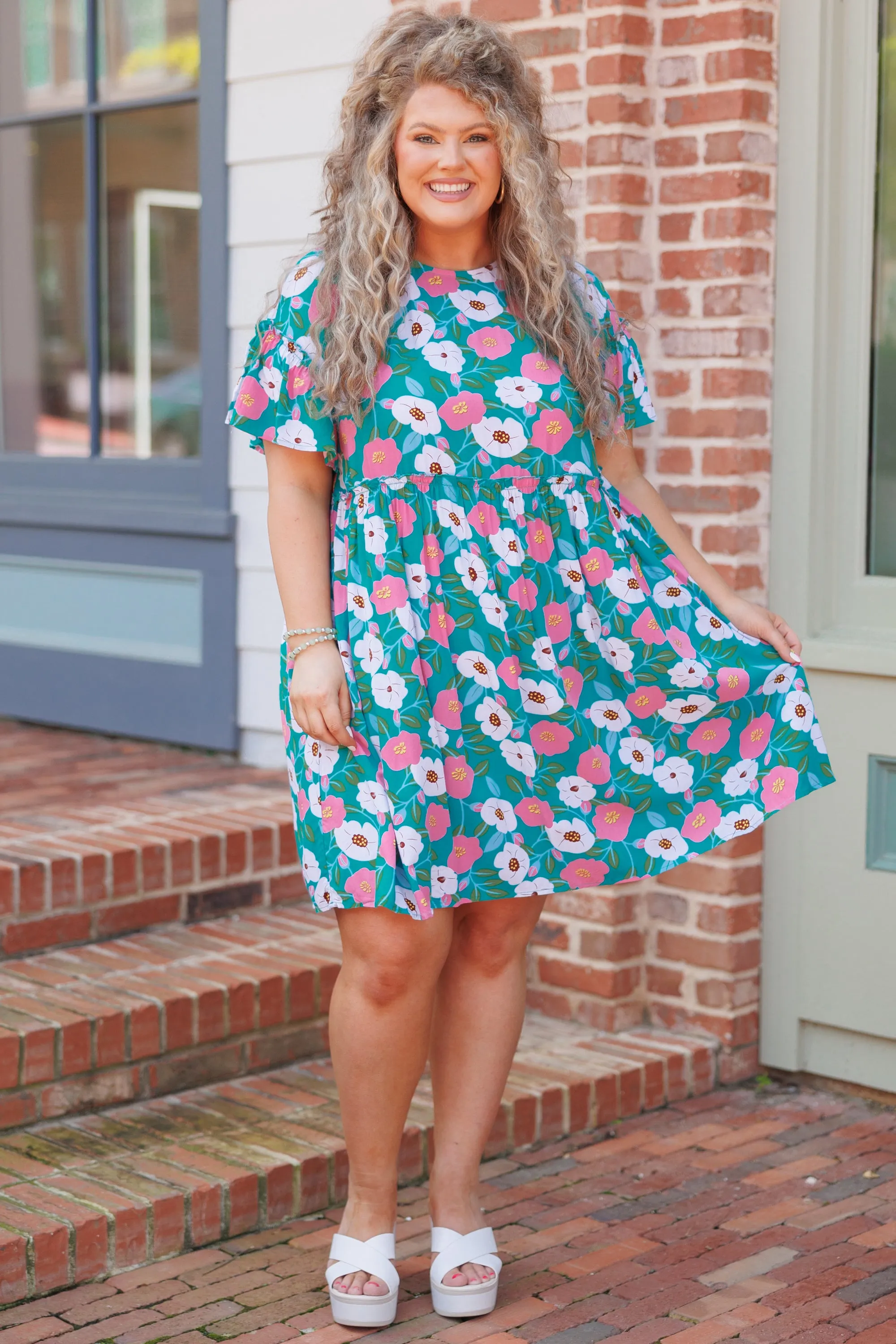 Easy Peasy Babydoll Dress, Teal