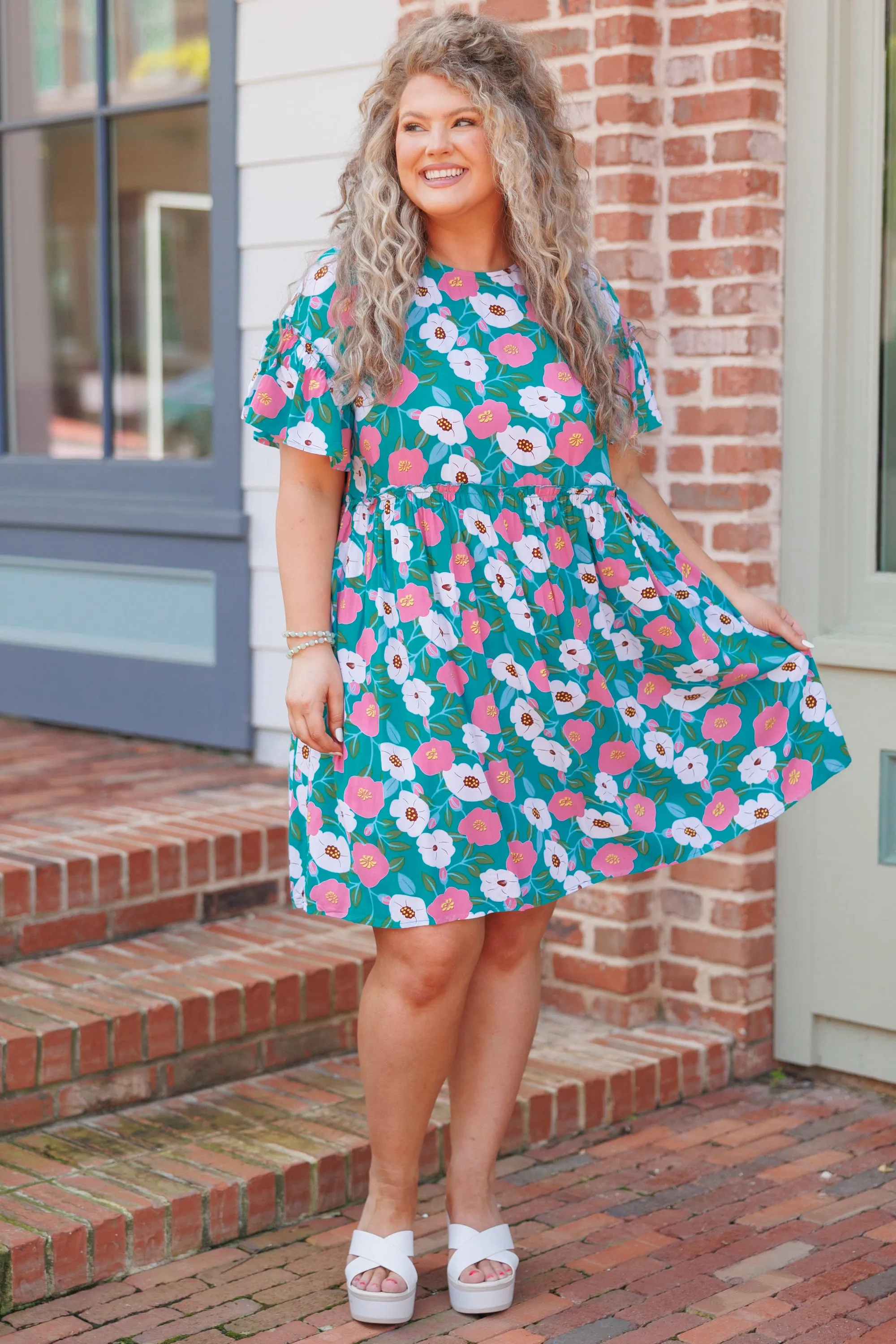 Easy Peasy Babydoll Dress, Teal