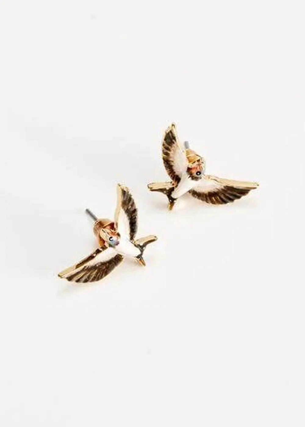 Fable England Swallow Enamel Stud Earrings