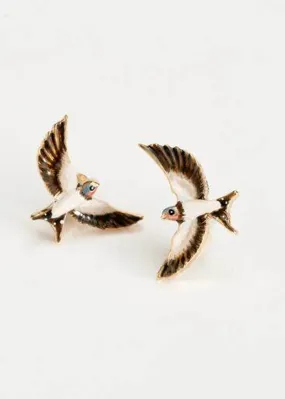 Fable England Swallow Enamel Stud Earrings