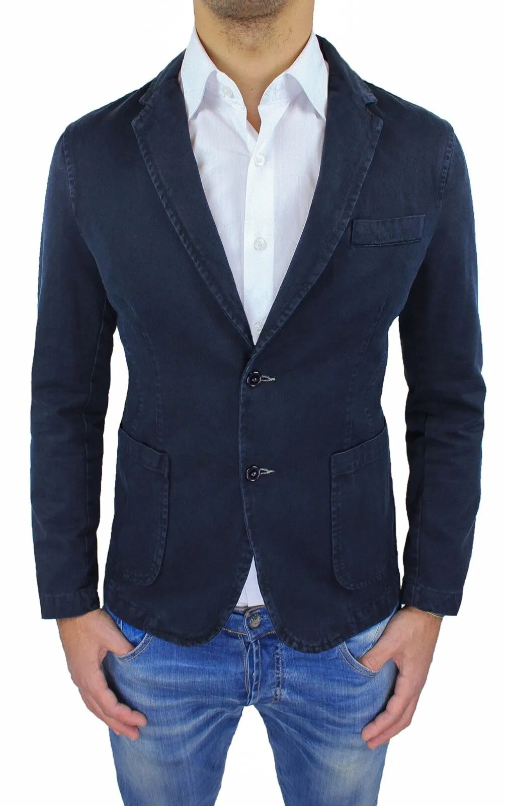 GIACCA BLAZER UOMO C. BATTISTINI SARTORIALE BLU SLIM FIT CASUAL da XS a 6XL 7XL