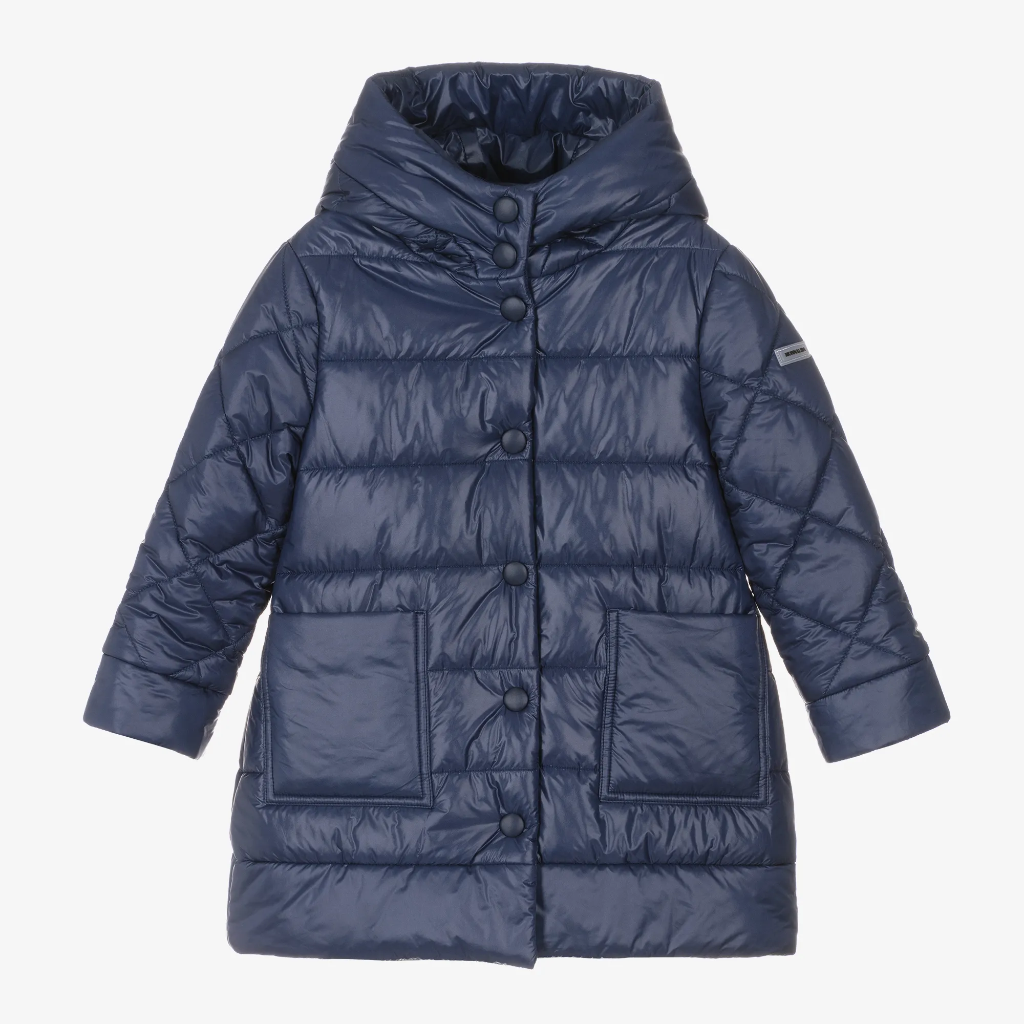 Girls Navy Blue Quilted Puffer Coat