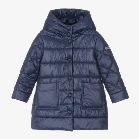 Girls Navy Blue Quilted Puffer Coat