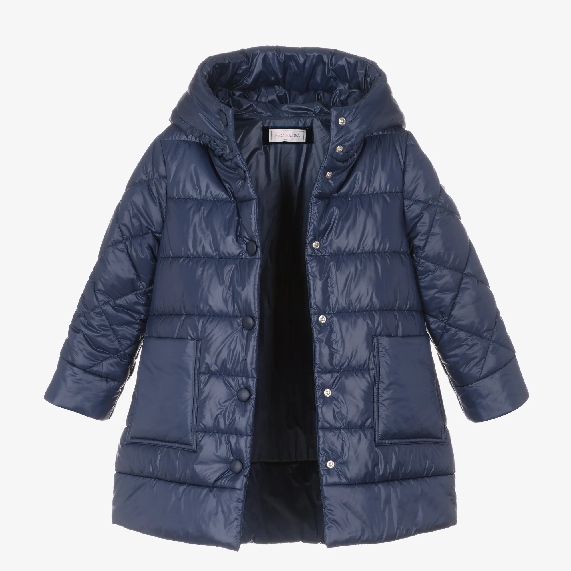 Girls Navy Blue Quilted Puffer Coat