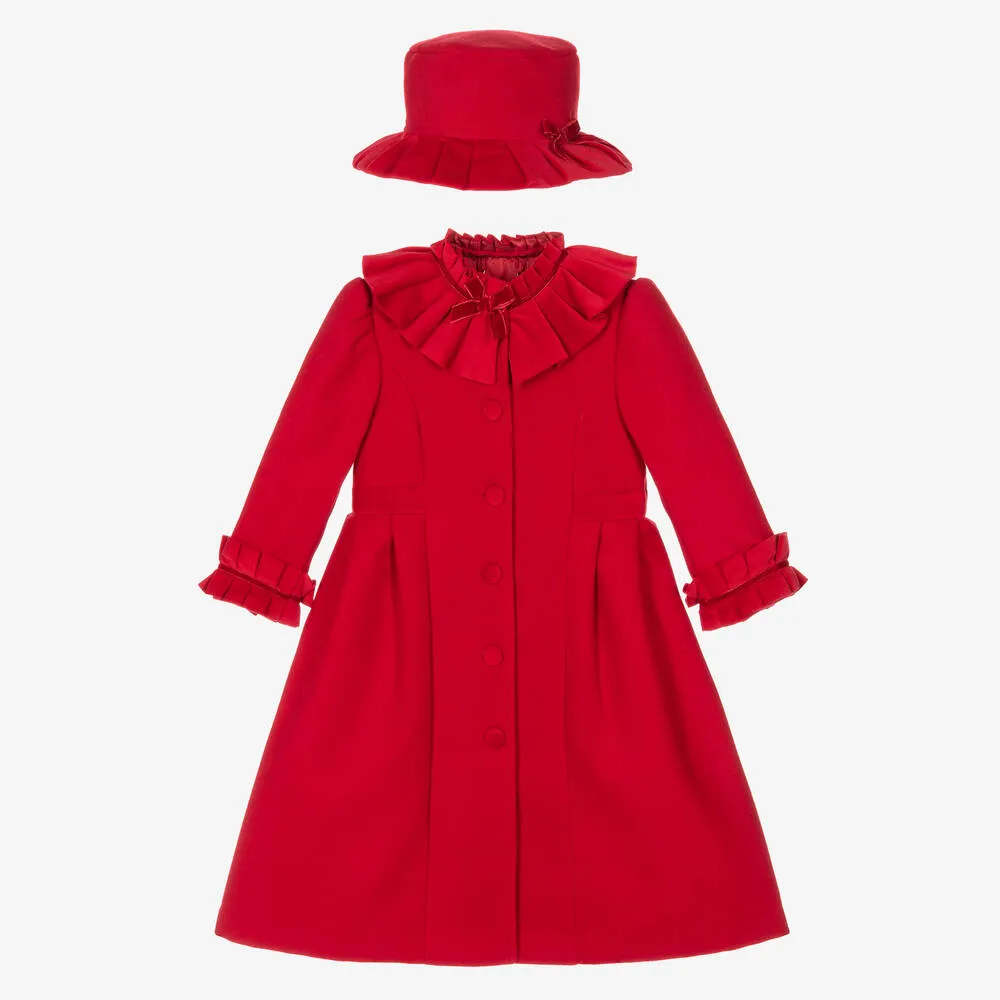 Girls Red Coat & Hat Set