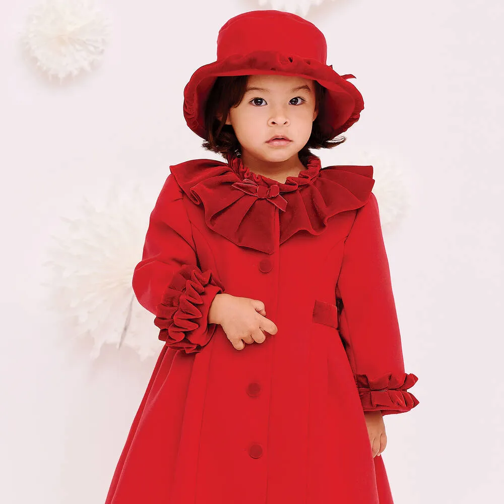 Girls Red Coat & Hat Set