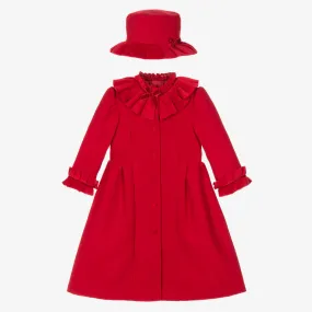 Girls Red Coat & Hat Set