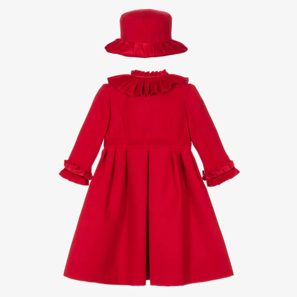 Girls Red Coat & Hat Set